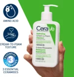 Cerave Hydrating Cream-to-Foam Face Wash, 237 ml - Image 3