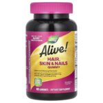 Nature's Way Alive! Hair, Skin & Nails Gummies, Strawberry, 60 Gummies