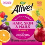 Alive! Hair, Skin & Nails Premium Gummy, Strawberry, 60 Gummies - Image 4