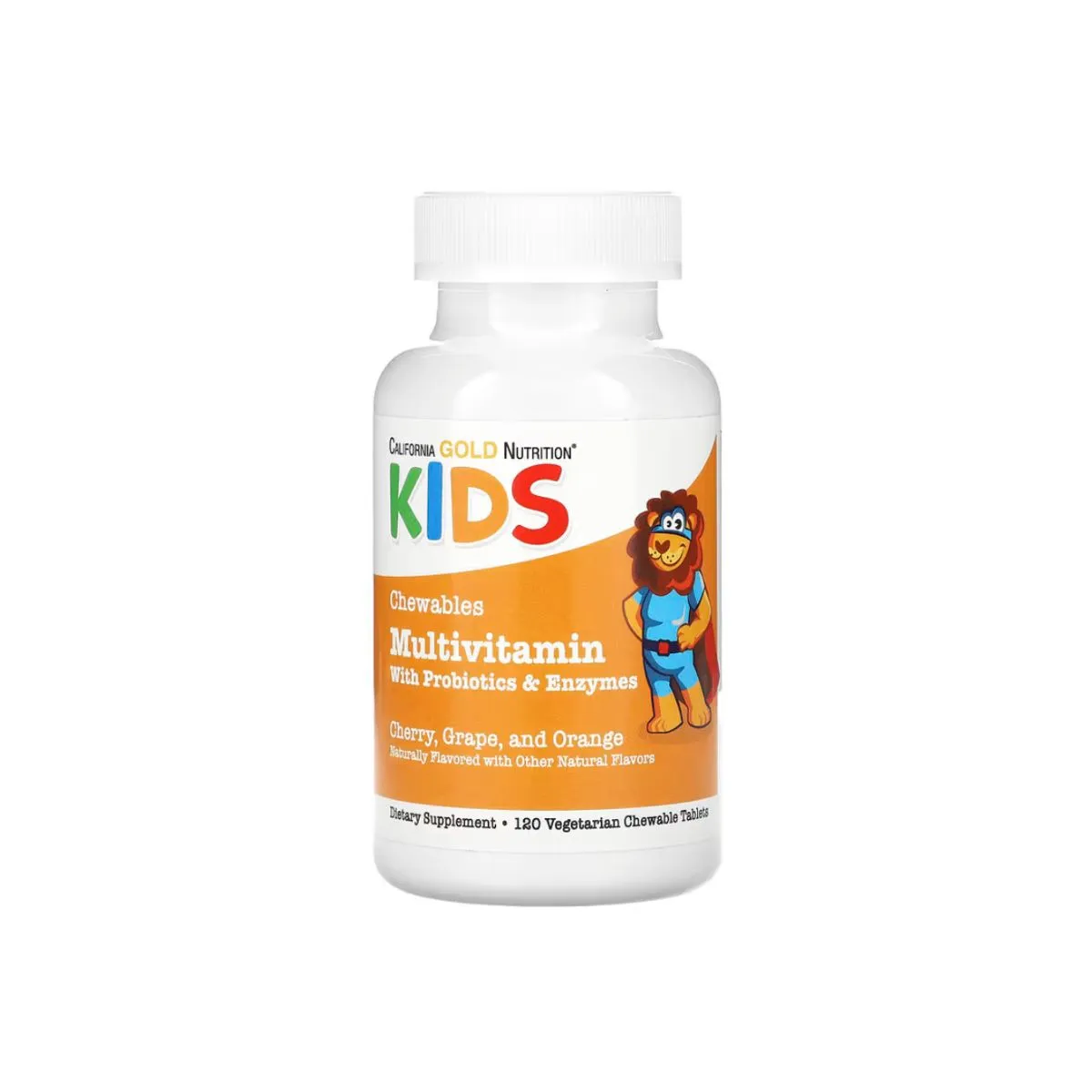 497-1.jpg California Gold Nutrition Kids Chewables Multivitamin with Probiotics & Enzymes, 120 Capsules - Image 1