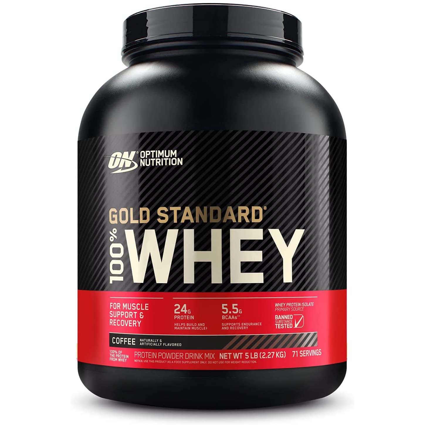Av33pVNXj8hVyyLx421bGd69WcJHLdmuuAIqSawH Optimum Nutrition Gold Standard 100% Whey Protein, Coffee, 5 LB, 24 Grams of Protein - Image 1