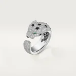 Cartier, Partially Paved Cat-Shaped Ring, White Gold with Diamonds