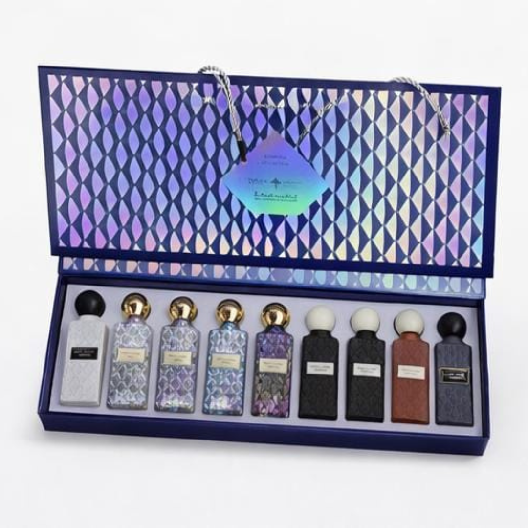 2026/02/1_20260227_060435_0000.png Ibrahim Al Qurashi Diamond Collection Blue Wish Set (75ml × 9) - Image 1