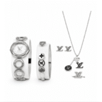 ouis Vuitton Silver Prestige Signature Jewelry & Watch Set