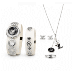 Louis Vuitton Royal Silver Signature Jewelry & Watch Set