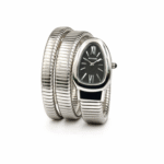 Bvlgari Snake Watch, Black Watch Face, Silver