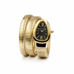 Bvlgari Snake Watch, Black Watch Face, Gold