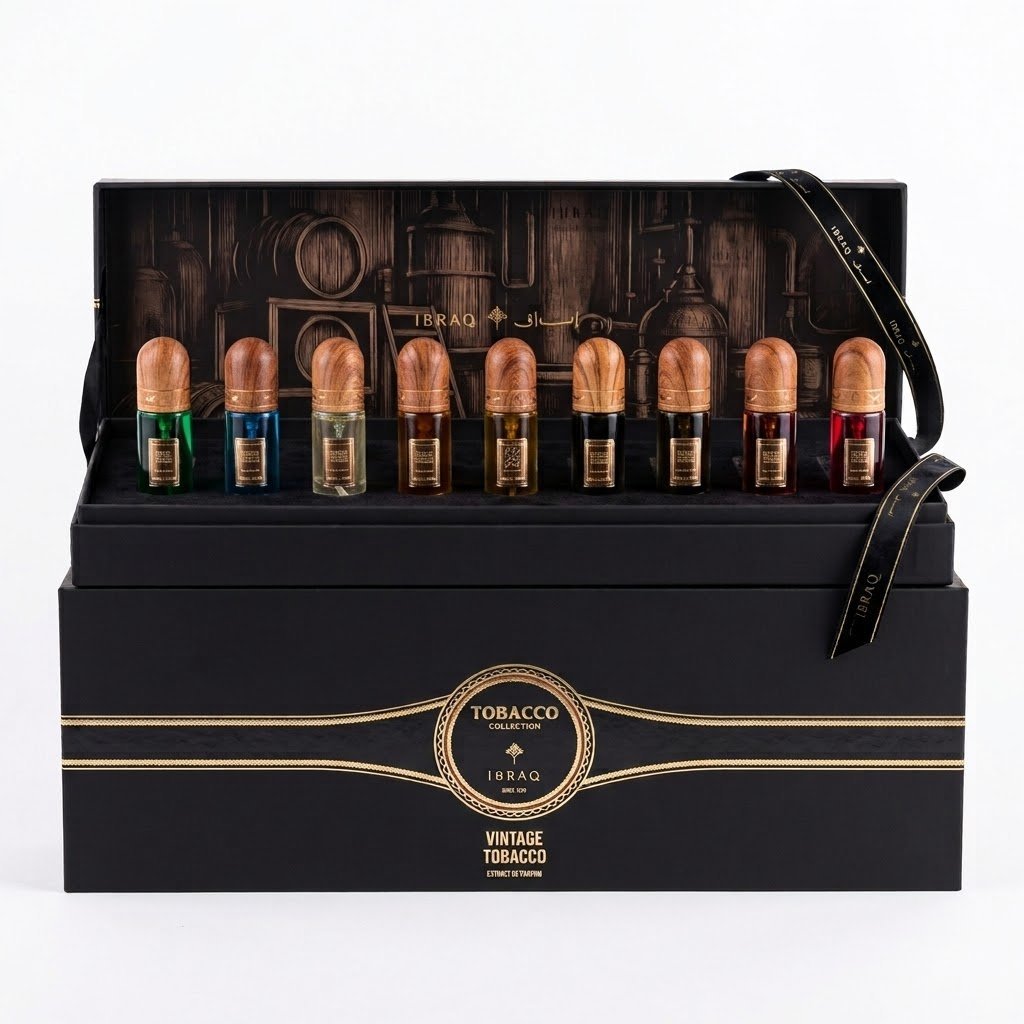 2026/10/IMG-20261014-WA0296.jpg IBRAQ Vintage Tobacco Collection Extrait de Parfum Gift Set - Image 1
